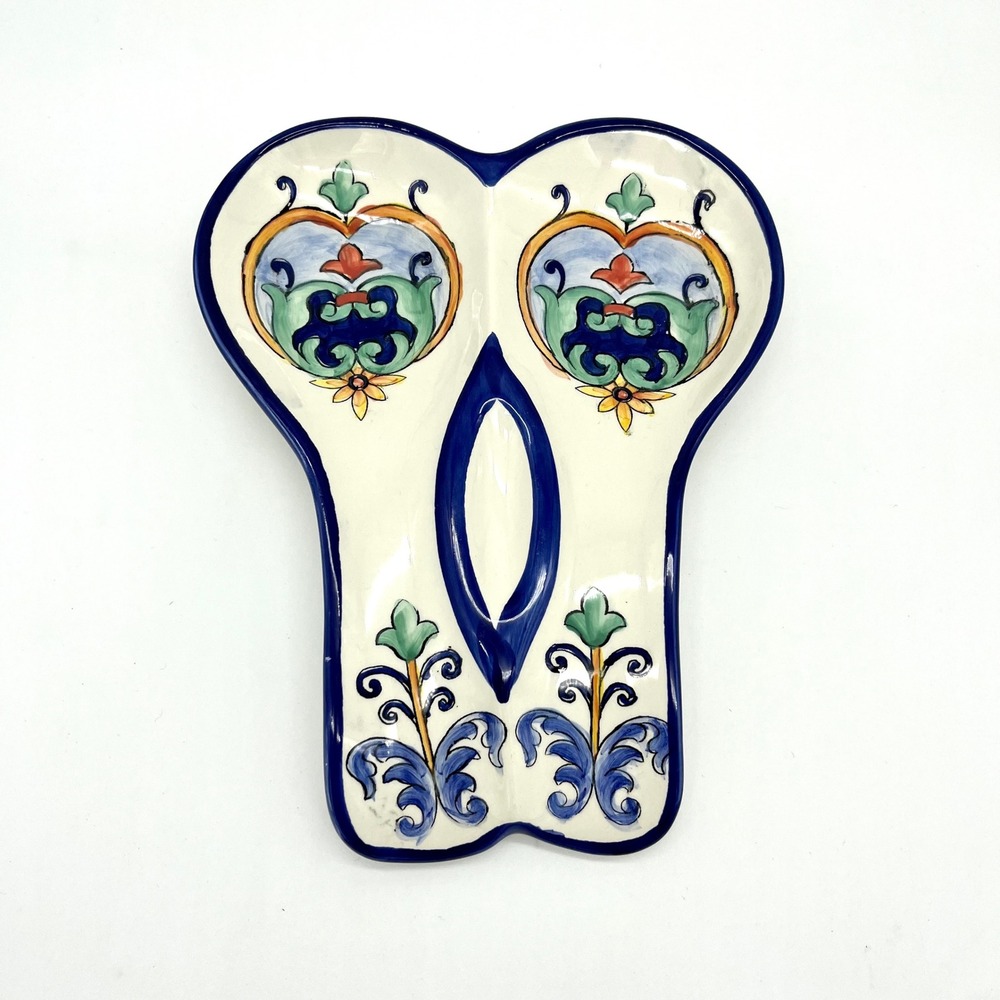 Aqua Jade Moroccan Spoon Rest Ceramic Hand Painted‎ Kitchen Decor